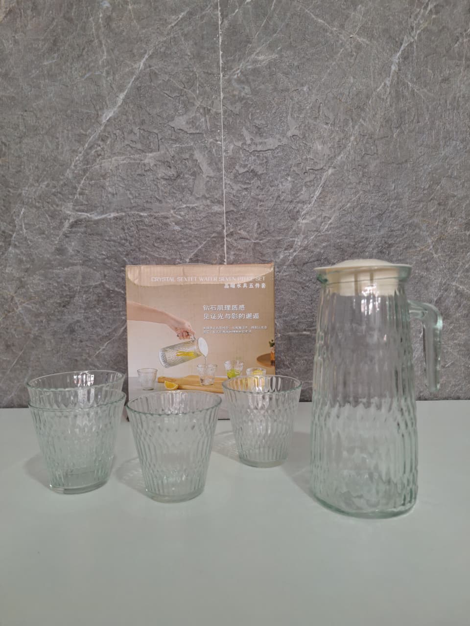 SET DE JARRA-VASOS DE VIDRIO JK-4193-01