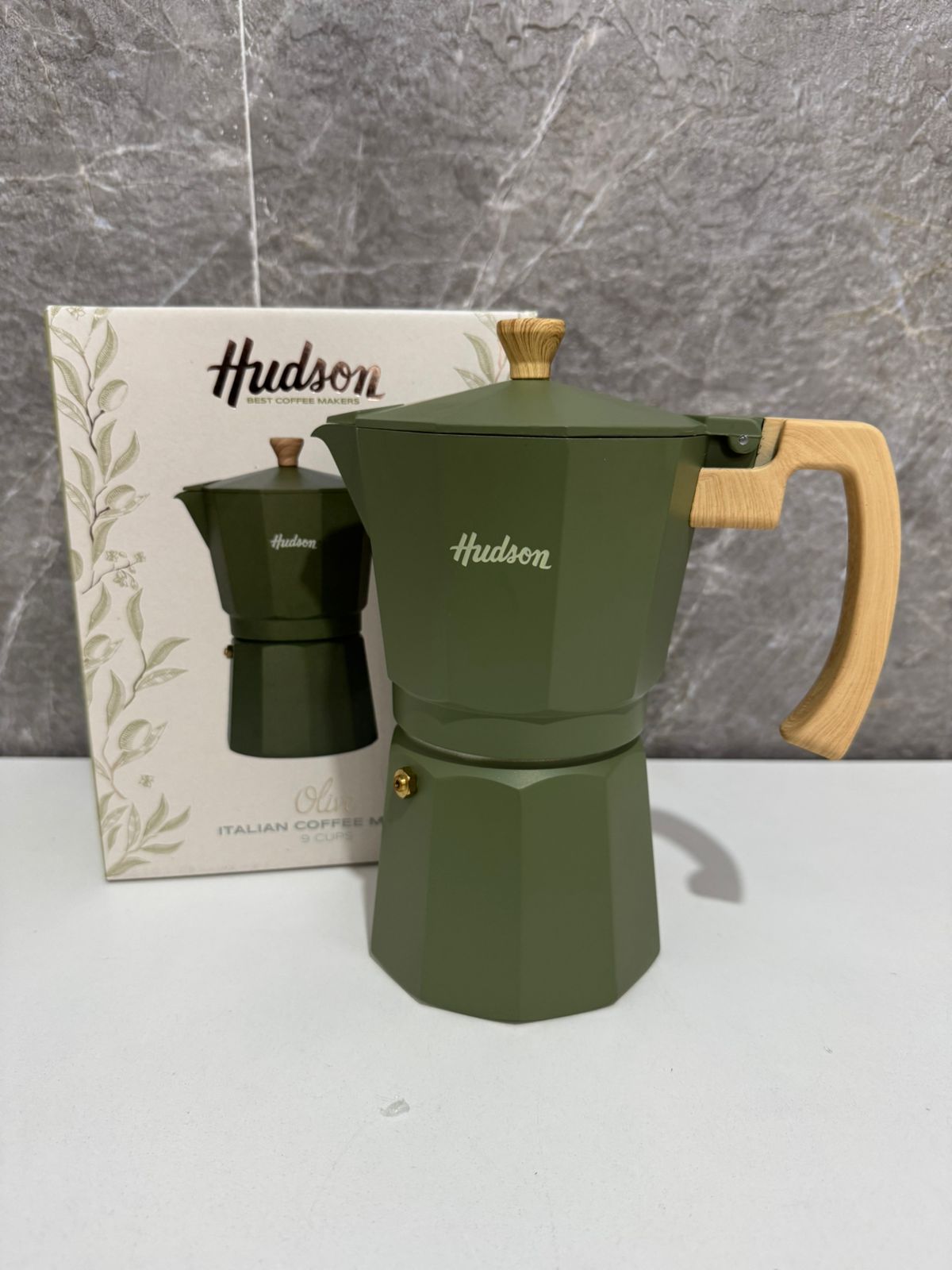 CAFETERA HUDSON TIPO ITALIANA 450ML OLIVE M021