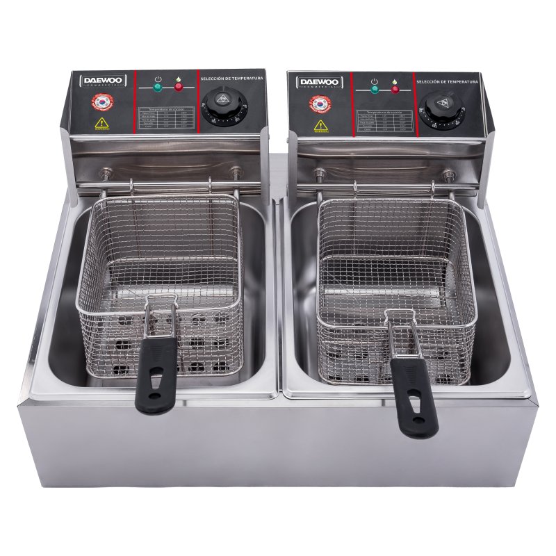 FREIDORA INDUSTRIAL DAEWOO DOBLE CAP.10L+10L ACERO