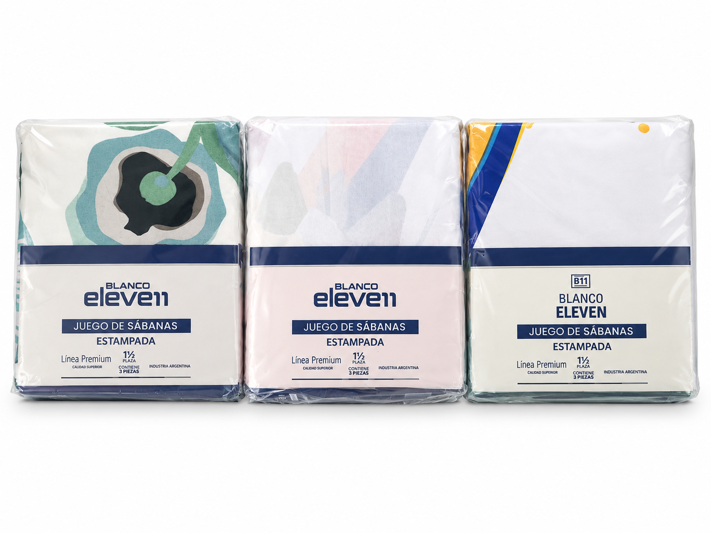 SABANA ESTAMPADA BLANCO ELEVEN 1 1/2(VARIOS COLOR)