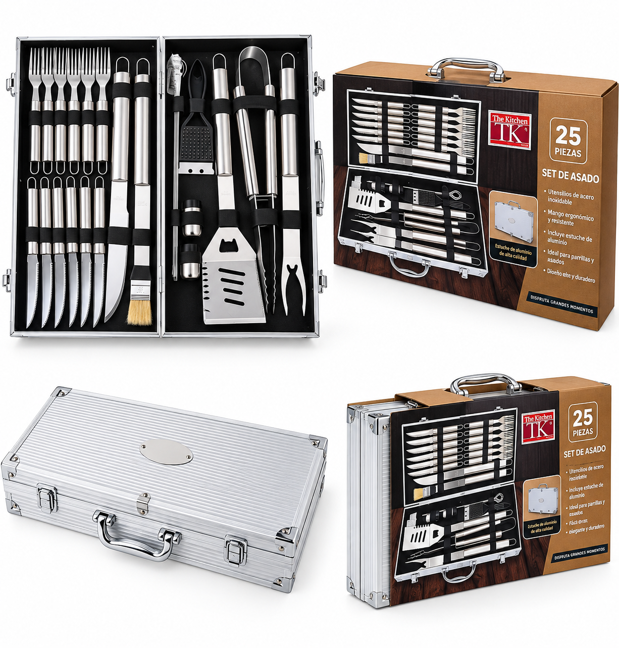 SET DE ASADO 25PCS ACERO JJ03591-N