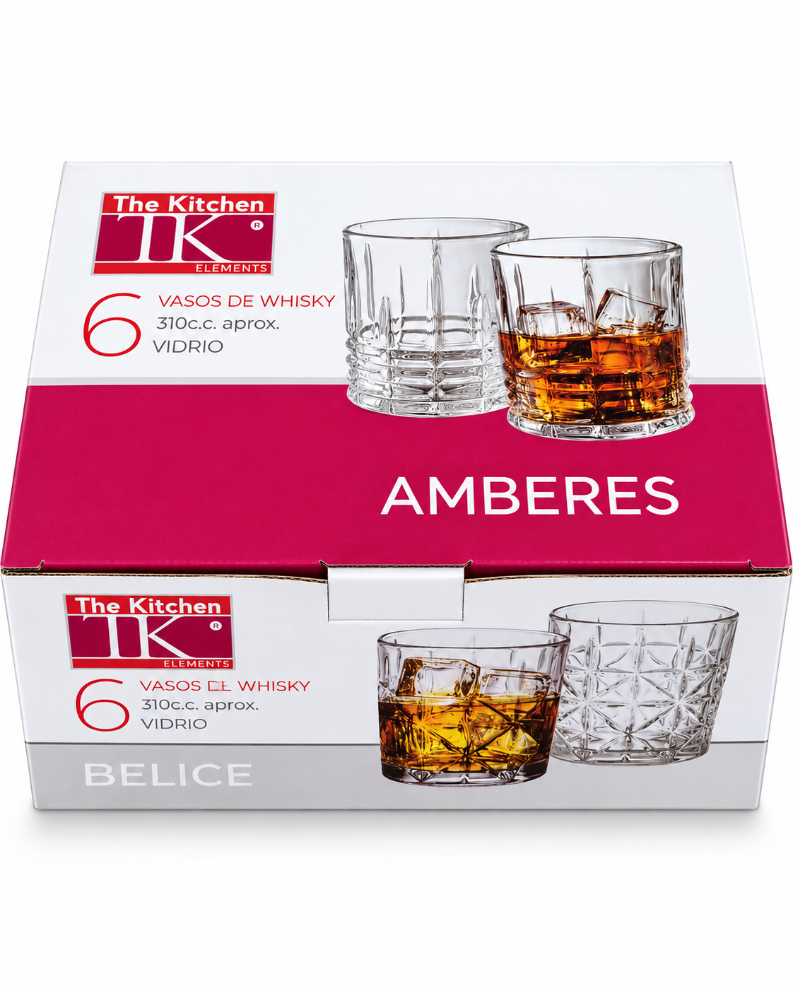 SET X6 VASO WISKY 333CC AMBERES