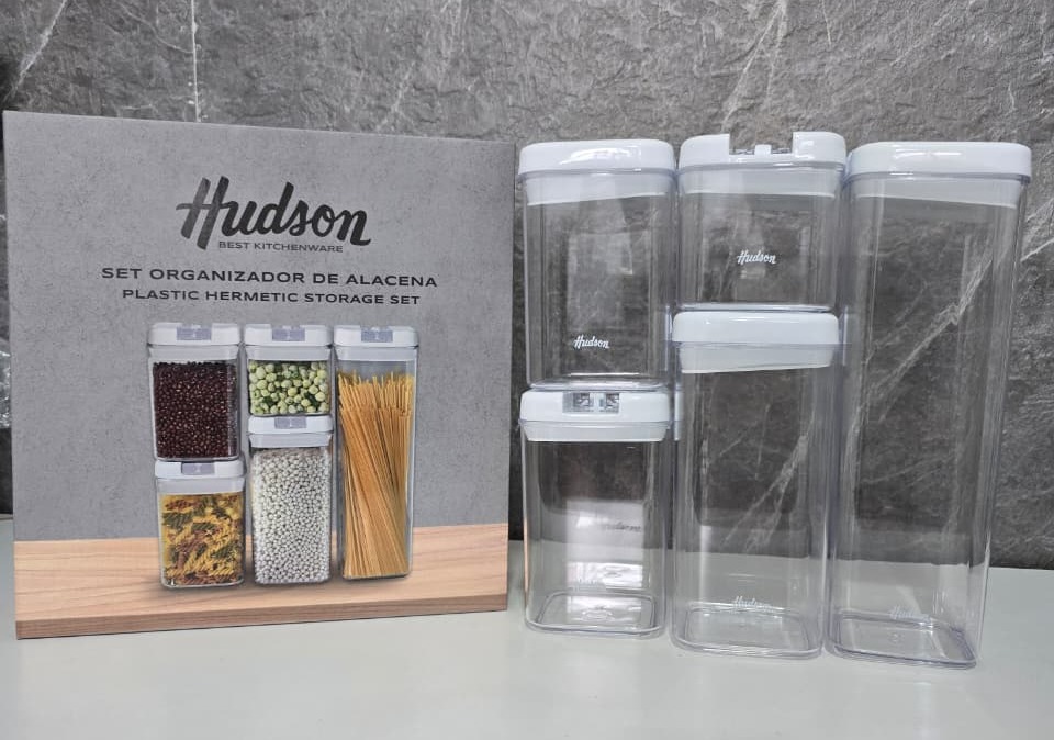 SET 5 FRASCO PLASTICOS HERMETICOS HUDSON ORP01