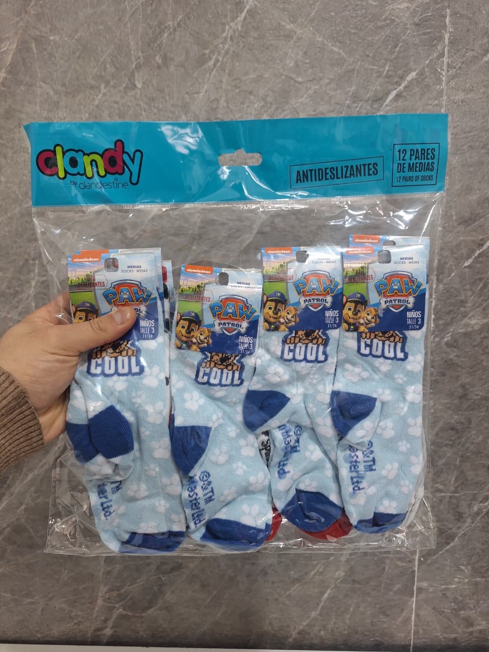 12 PARES DE MEDIAS PAW PATROL ANTIDESLIZANTES