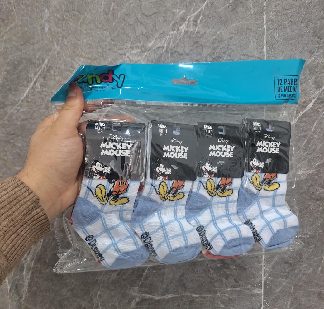 12 PARES DE MEDIAS MICKEY MOUSE