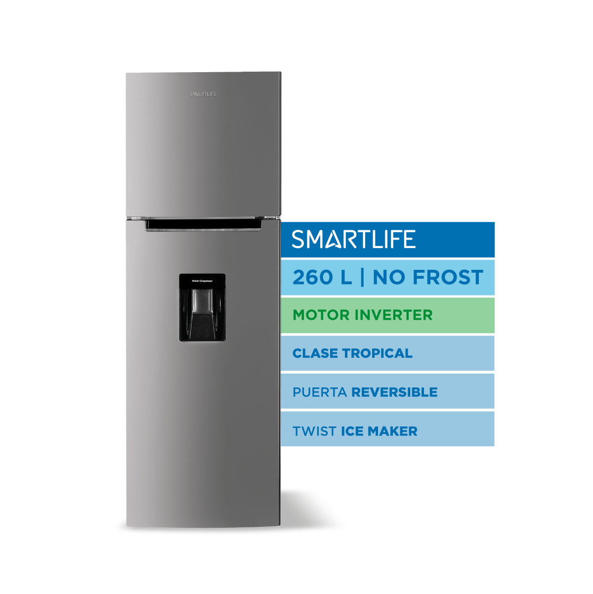 HELADERA SMARTLIFE 260L NOFROST C/ DISPENSER