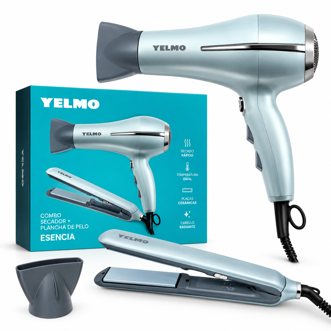 COMBO YELMO ESENCIA SECADOR Y PLANCHITA 2300W