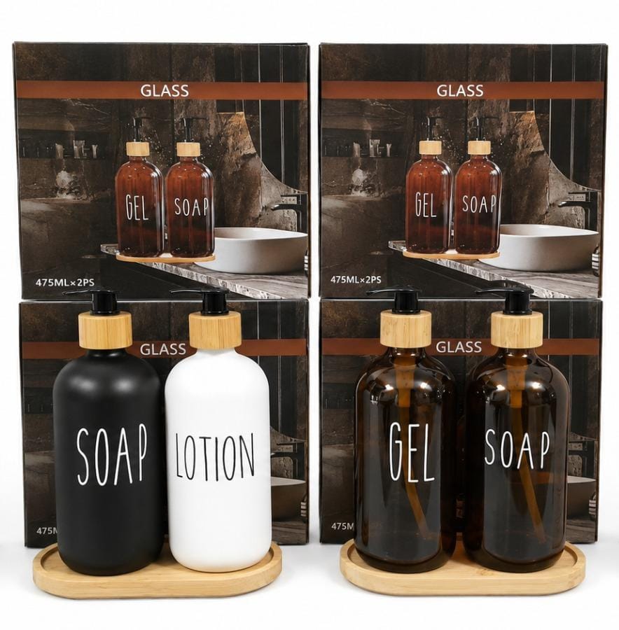 SET DE 2 BOTELLAS PARA JABÓN JK-4482