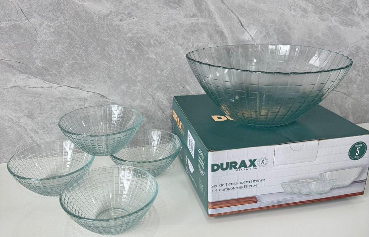 SET DURAX DE ENSALADERA + 4 COMPOTERAS