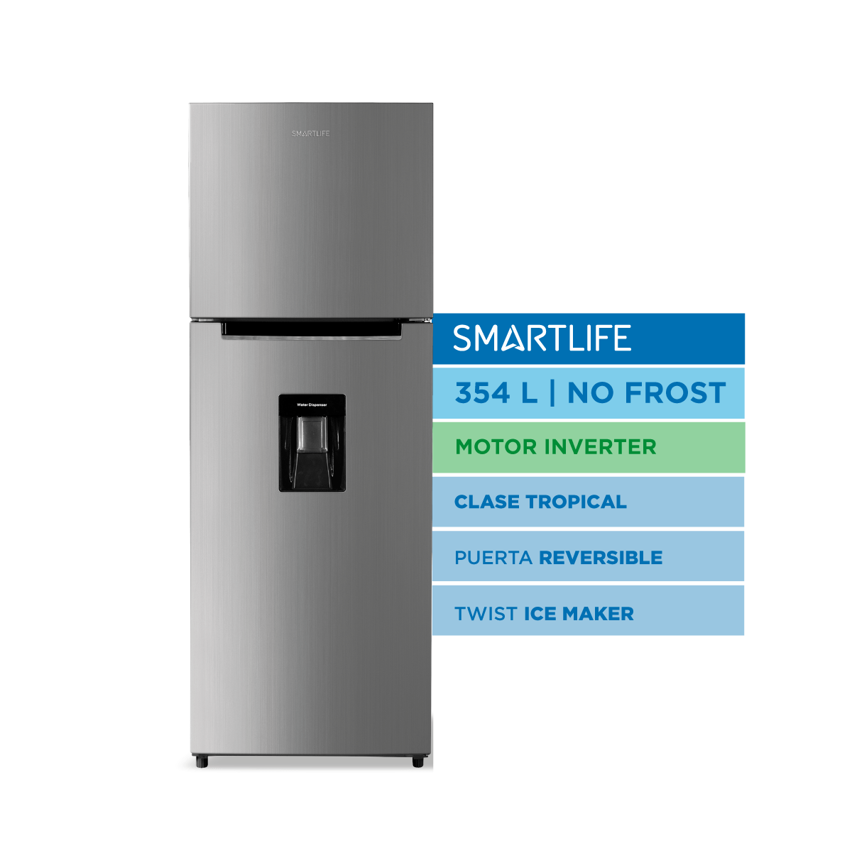 HELADERA SMARTLIFE 354L NOFROST C/ DISPENSER