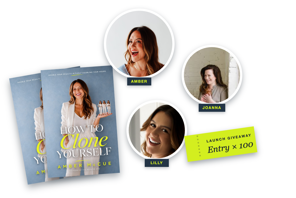 Amber, Joanna, and Lilly with books and a giveaway entry ticket