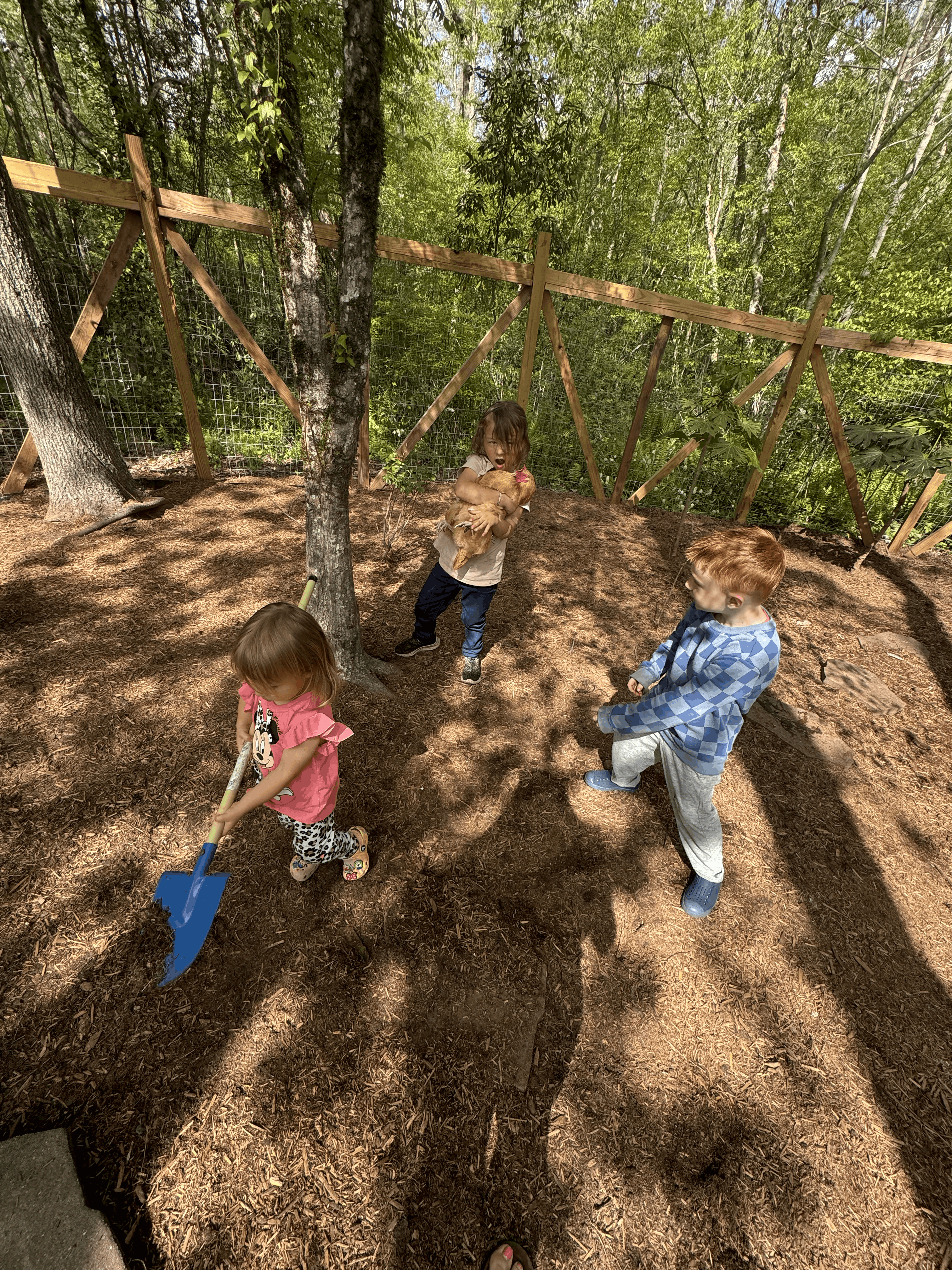 A group of kids outside learning
