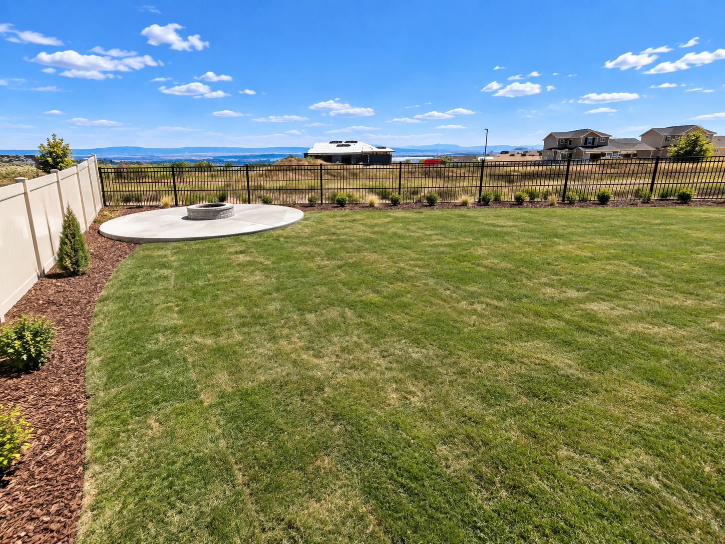 View Lot Finished Around a Fire Pit Patio after completion