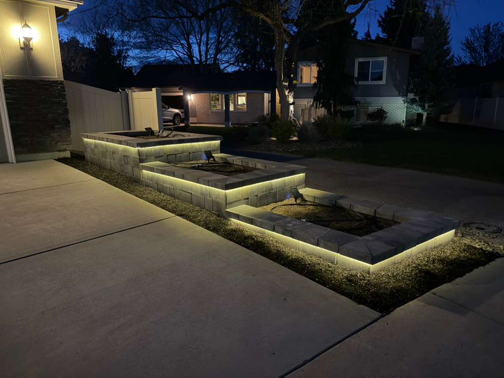 Tiered Paver Planters Along the Drive after completion