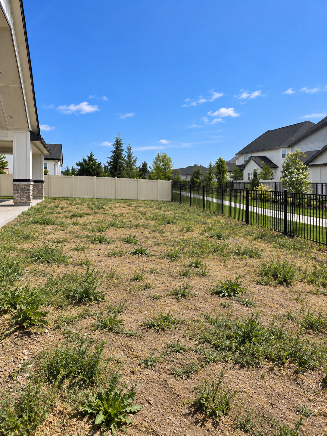 Bare Lot to Full Backyard Landscape before work began