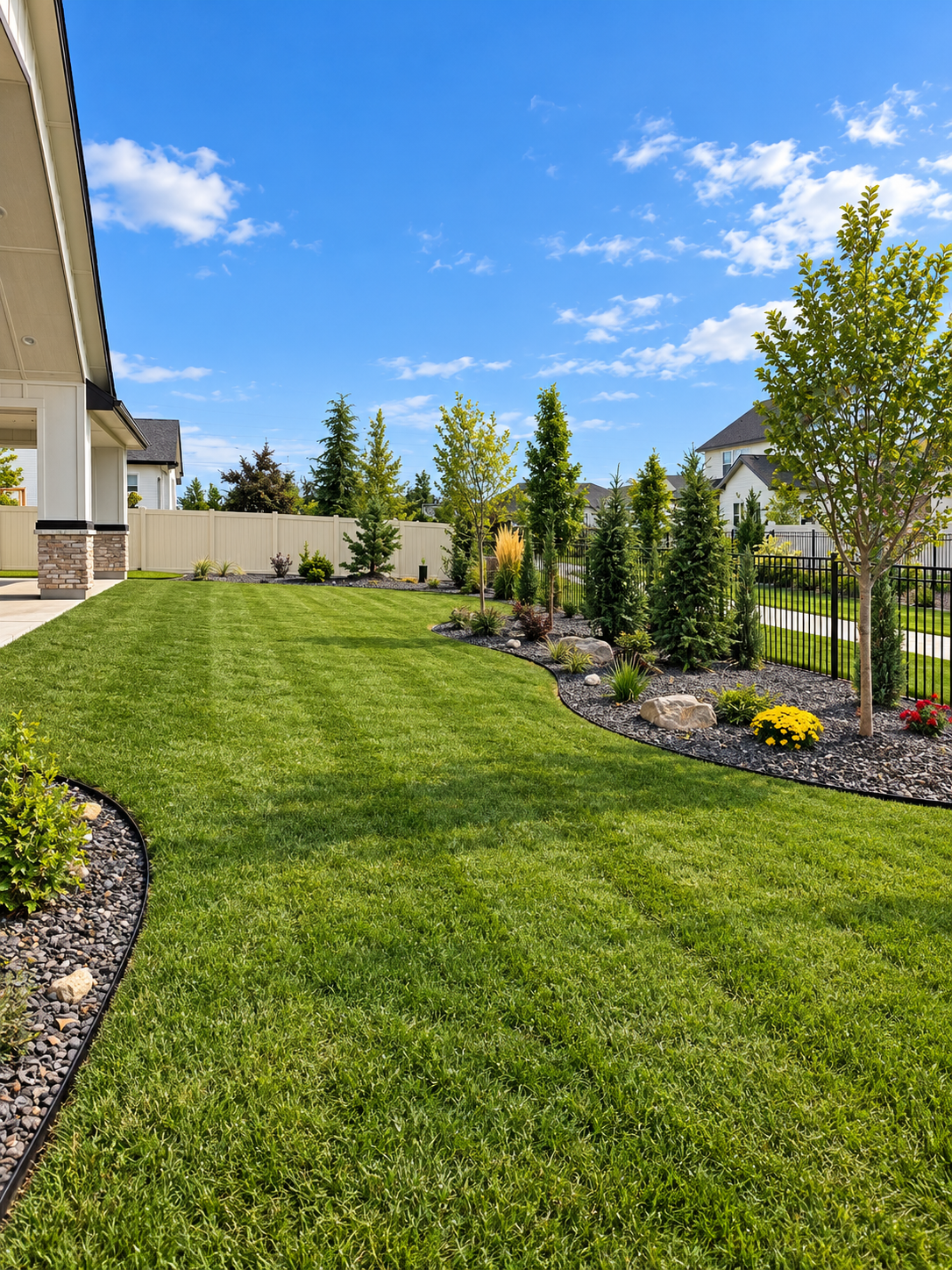 Bare Lot to Full Backyard Landscape after completion