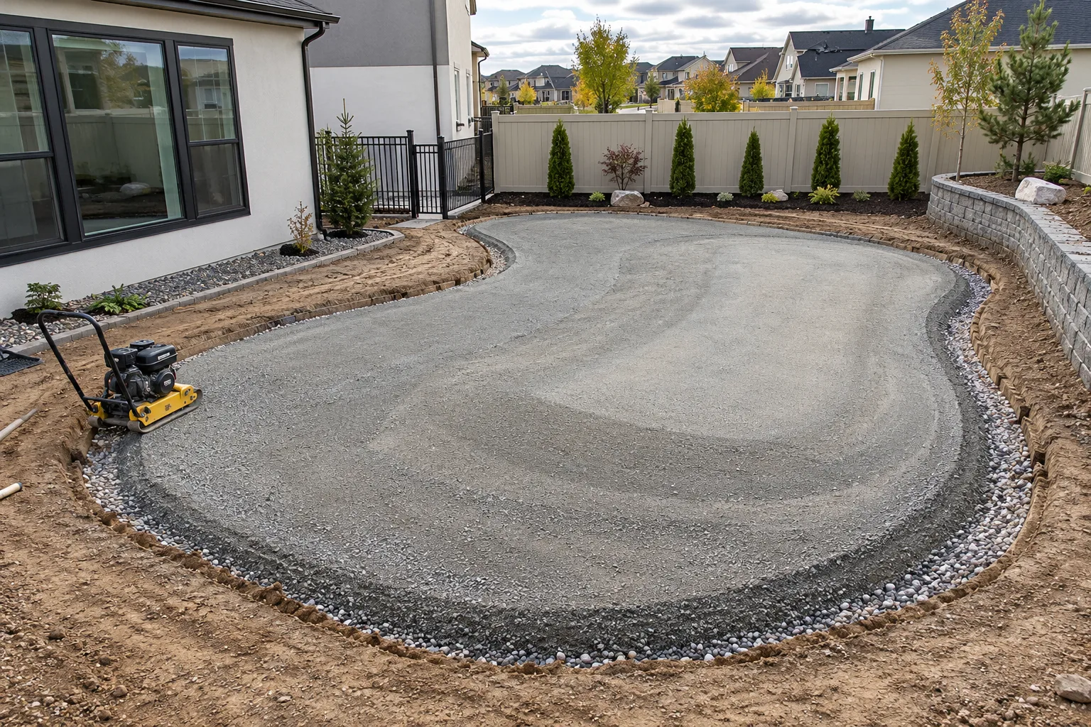 Putting green base preparation and contour shaping in a South Meridian, Idaho backyard