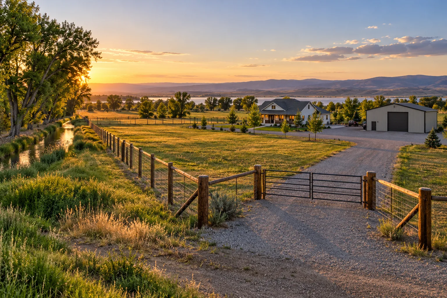 Perimeter fence and wide RV gate on a small acreage property near Lake Lowell in Nampa, Idaho