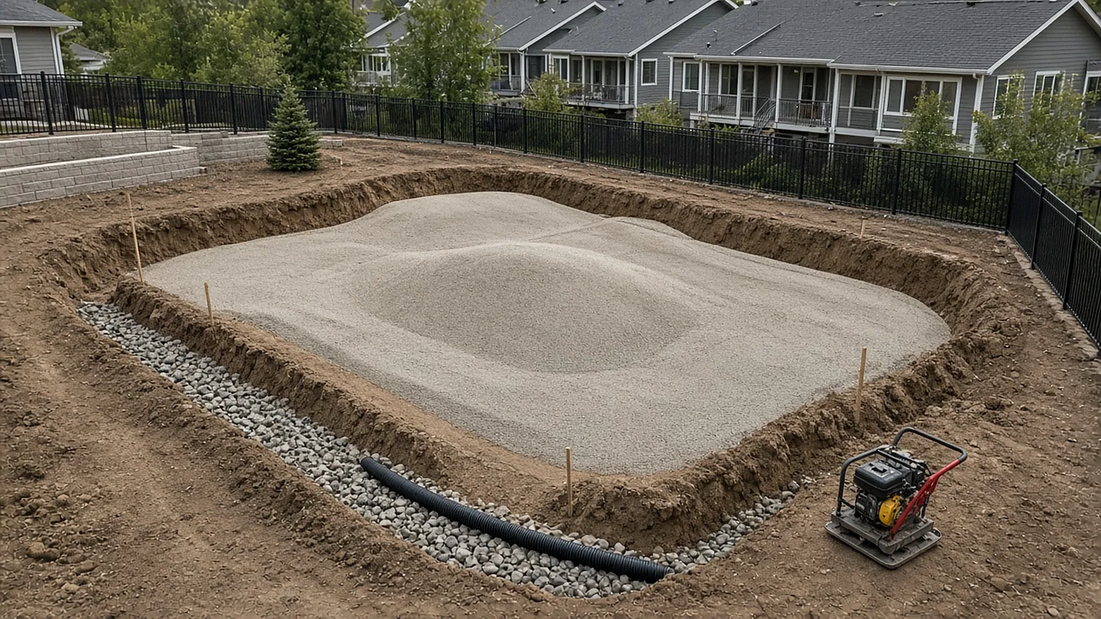 Putting green installation base preparation in Garden City, Idaho, showing compacted contours and drainage