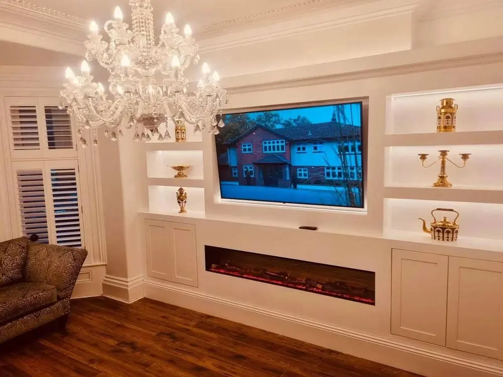 Classic media wall with fireplace