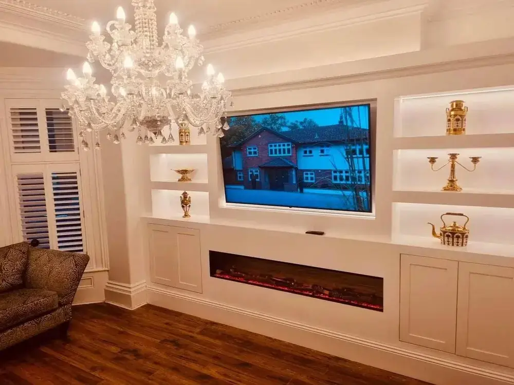 Classic media wall with fireplace