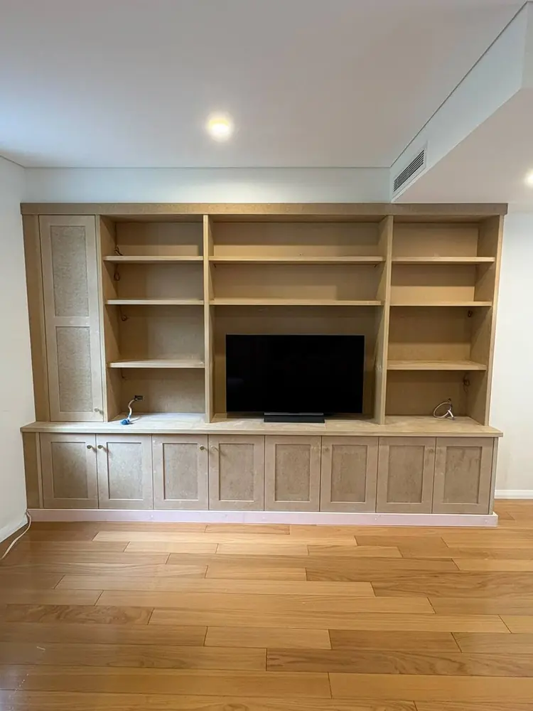 Full-wall custom joinery build