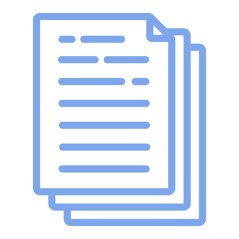 Paper stack icon representing Practical Frameworks and Editable Templates