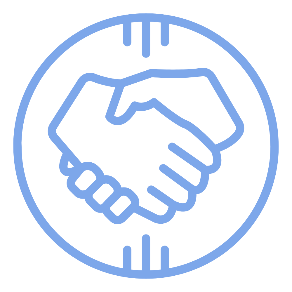 Hand shake icon representing Mergenuity Strategy Sessions 