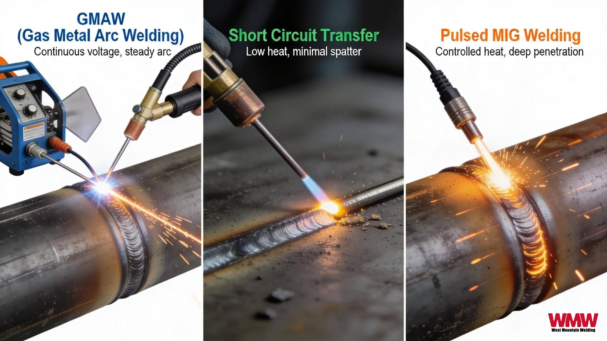 Visual representation of key MIG welding techniques for pipeline fabrication
