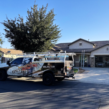Arizona’s Finest Roofing truck parked for a residential roof replacement tempe.