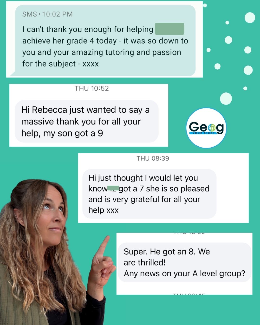 Parent messages celebrating grades 4, 7, 8 and 9