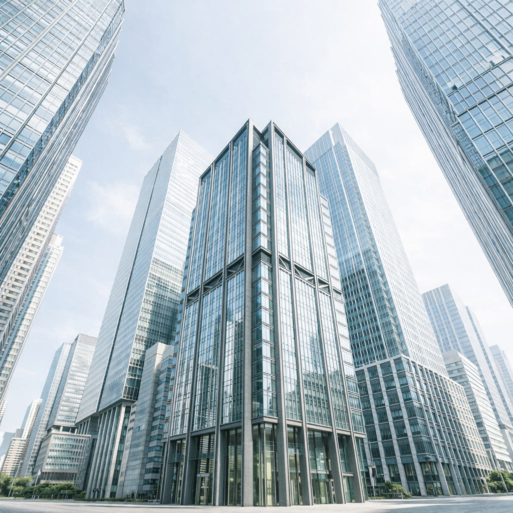 Modern high-rise office buildings reflecting long-term real estate investment strategy.