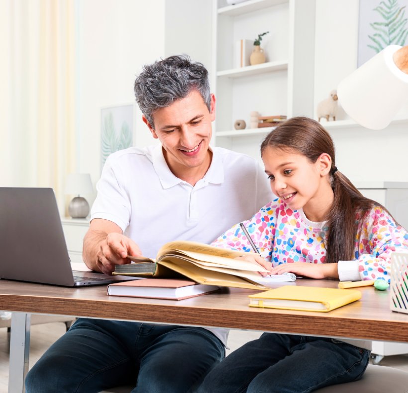 Tutor reading with child