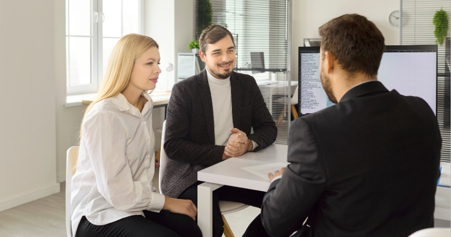 Financial advisor explaining retirement asset protection strategies. Financial advisor explaining retirement asset protection strategies.