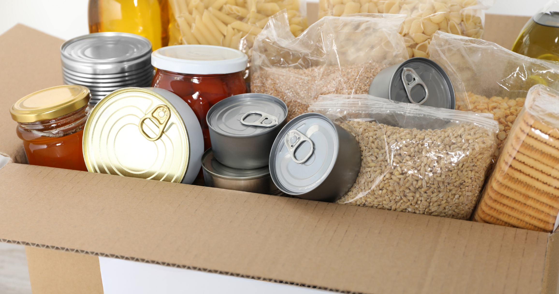 Nutritious food box from the CSFP program for older adults. Nutritious food box from the CSFP program for older adults.