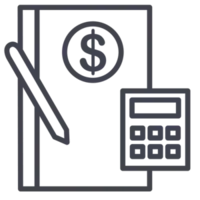 Bookkeeping, calculator, and expense tracking icon