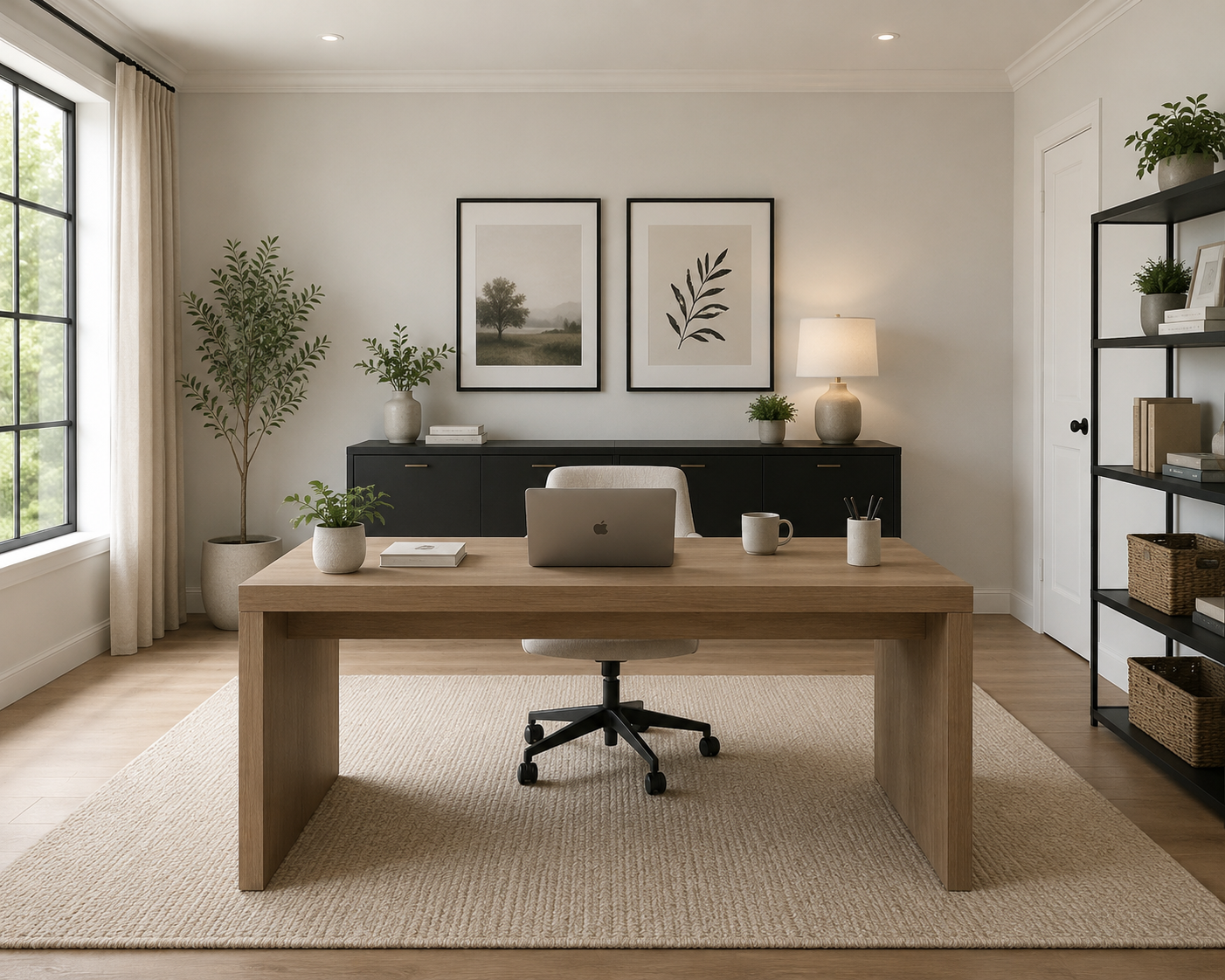Home office setup for a small business owner organizing bookkeeping and tax records.