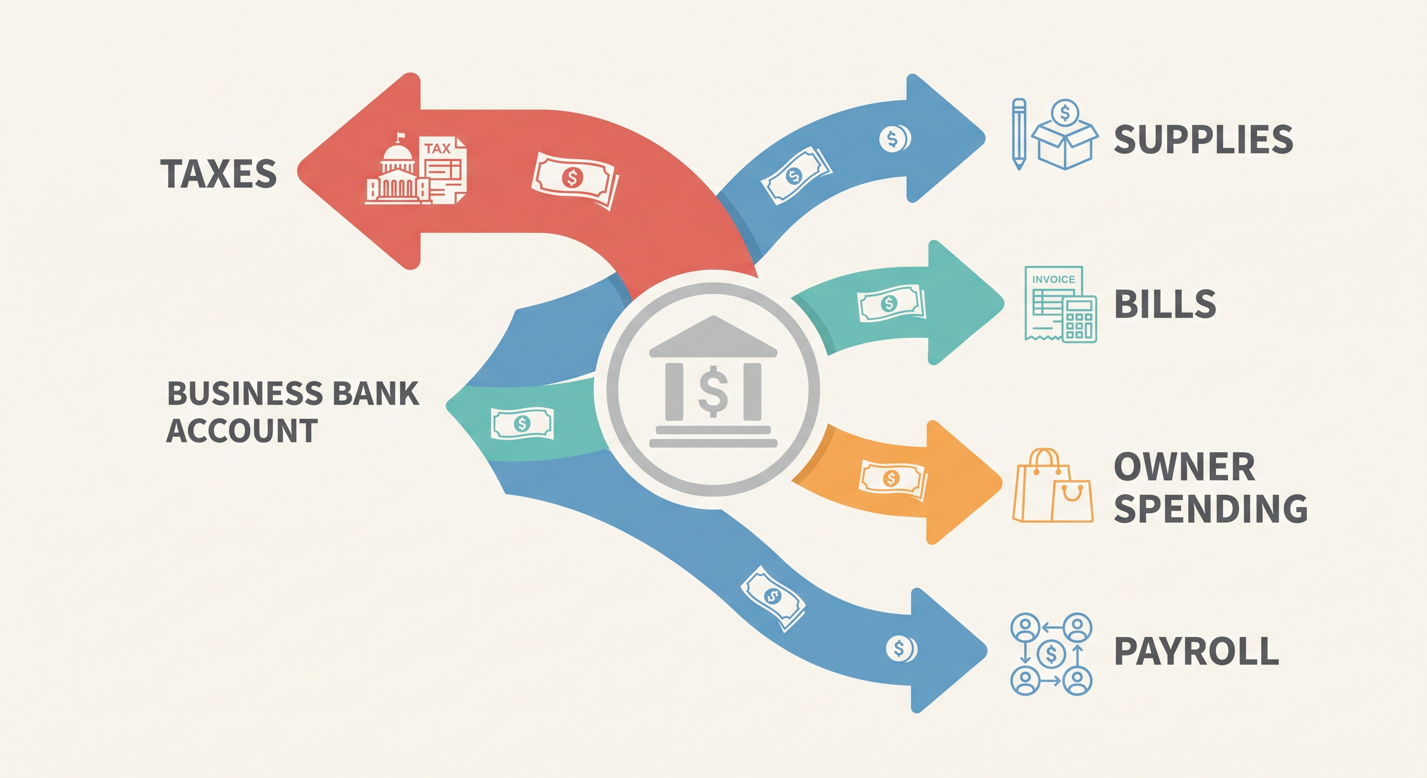 Business income divided between operating expenses and tax obligations