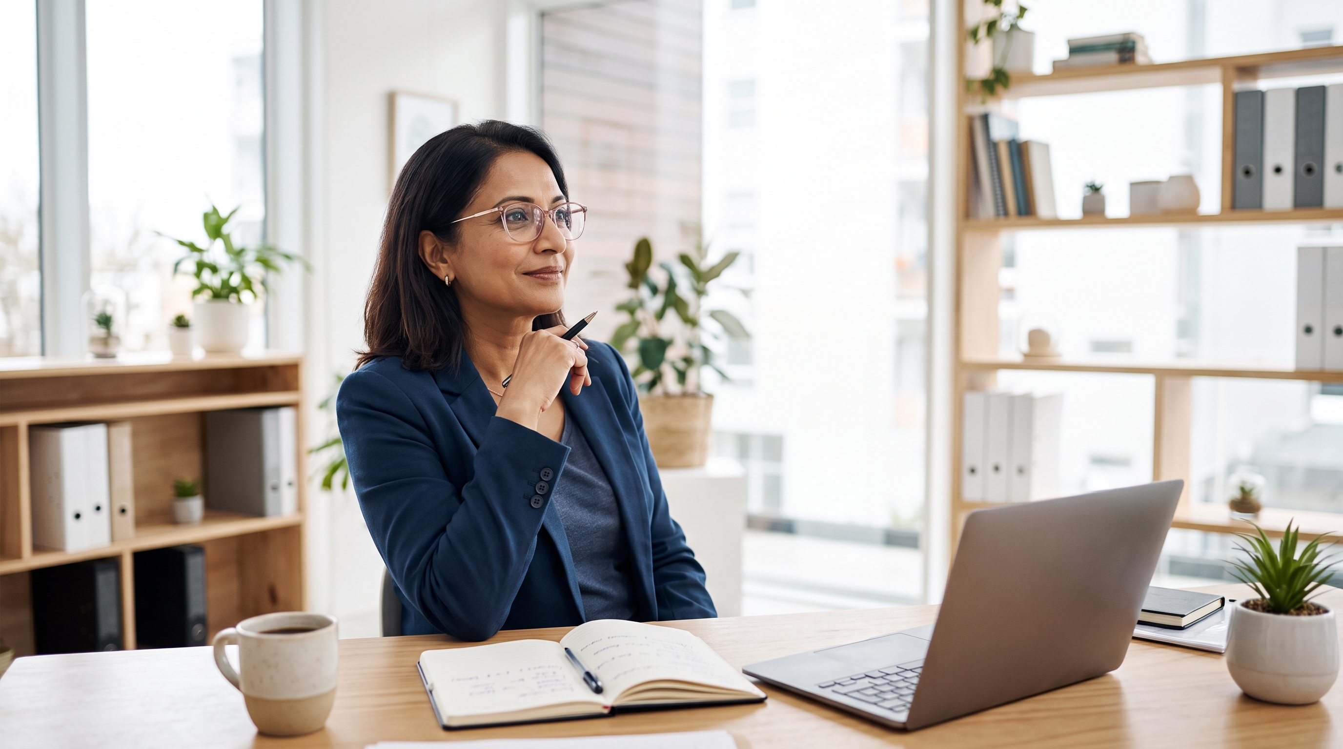 Small business owner thinking of the best way to prepare for the future i.e. retirement.