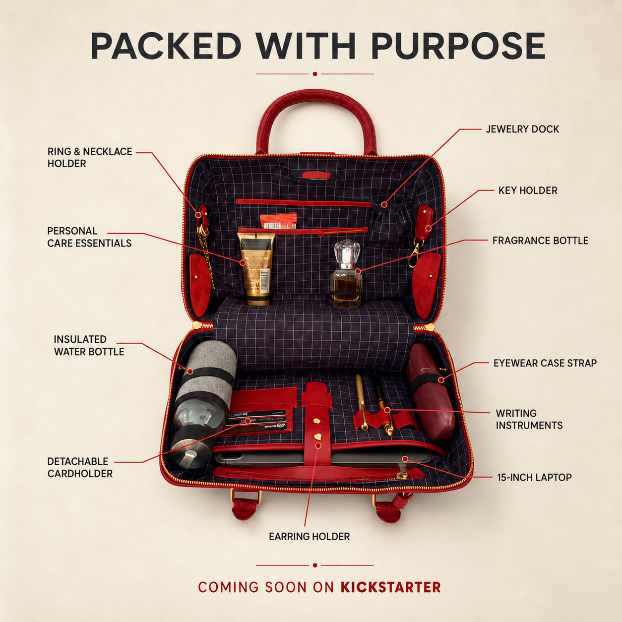 ENTE Roomy V2 interior showing organised storage areas and a spacious central compartment