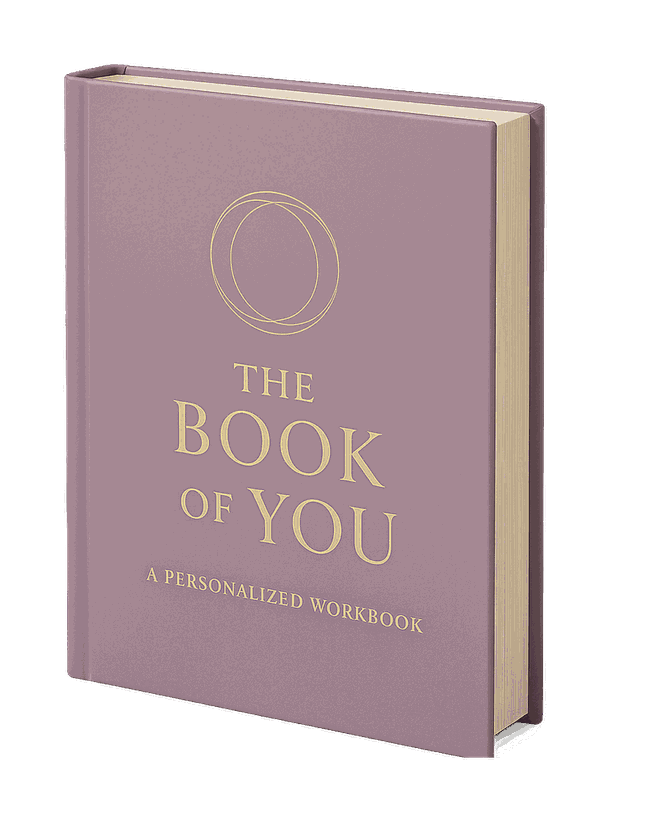 The Book of You, a personalized workbook with a mauve cover and gold lettering