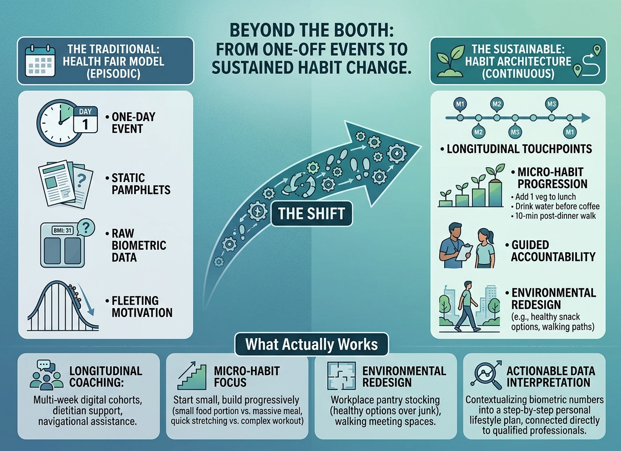 Beyond the booth:from one off events to sustained habit change