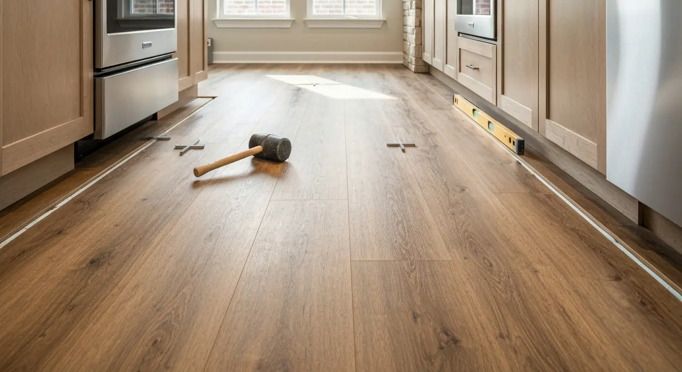 Luxury vinyl plank kitchen flooring