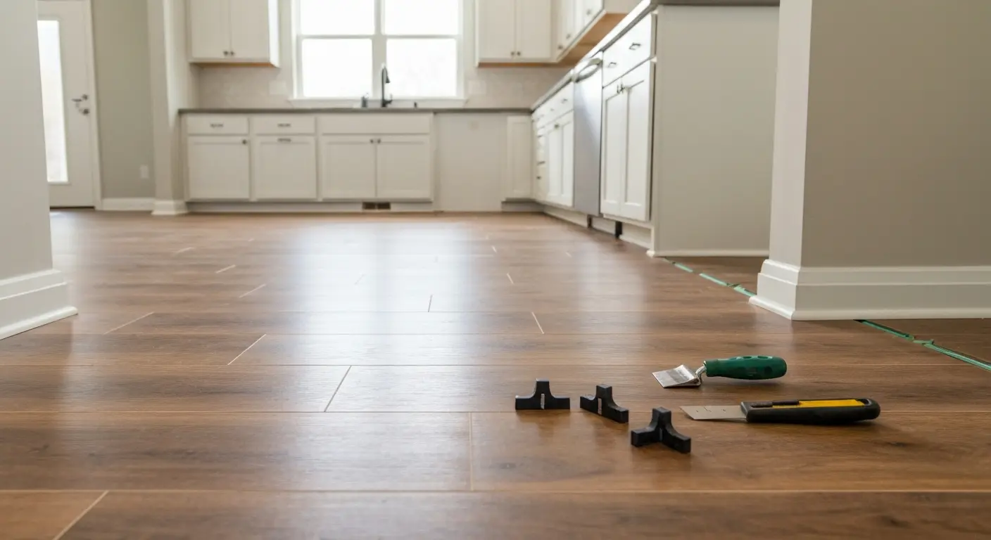 Kitchen LVP flooring installation