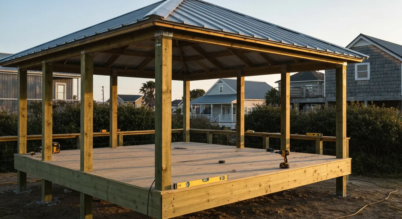 Freestanding covered deck