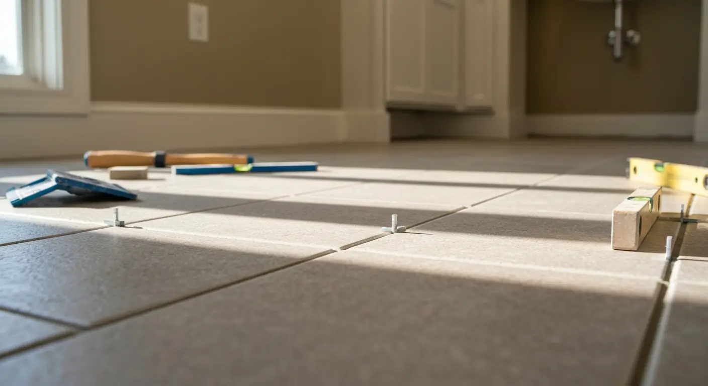 Bathroom tile floor in Gallatin master bath