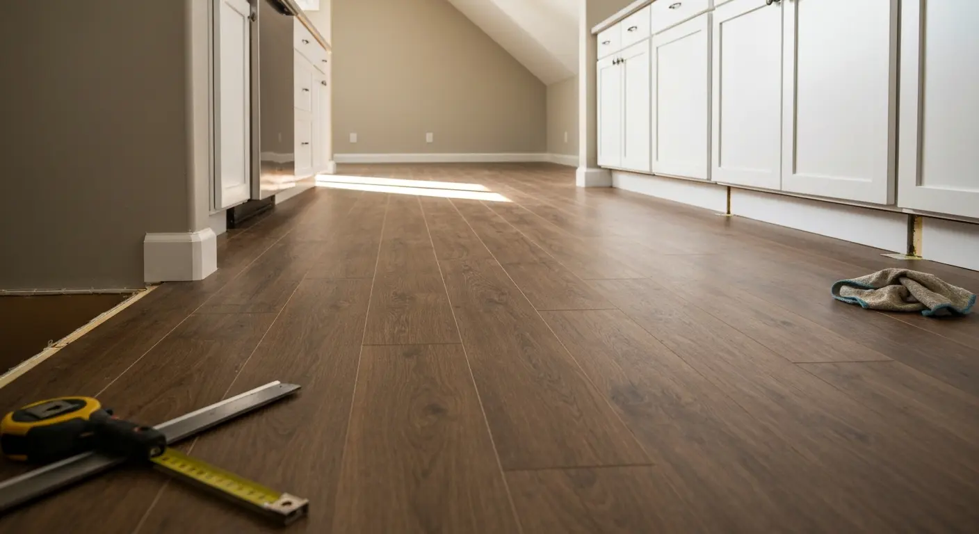 Laminate kitchen flooring with wood look