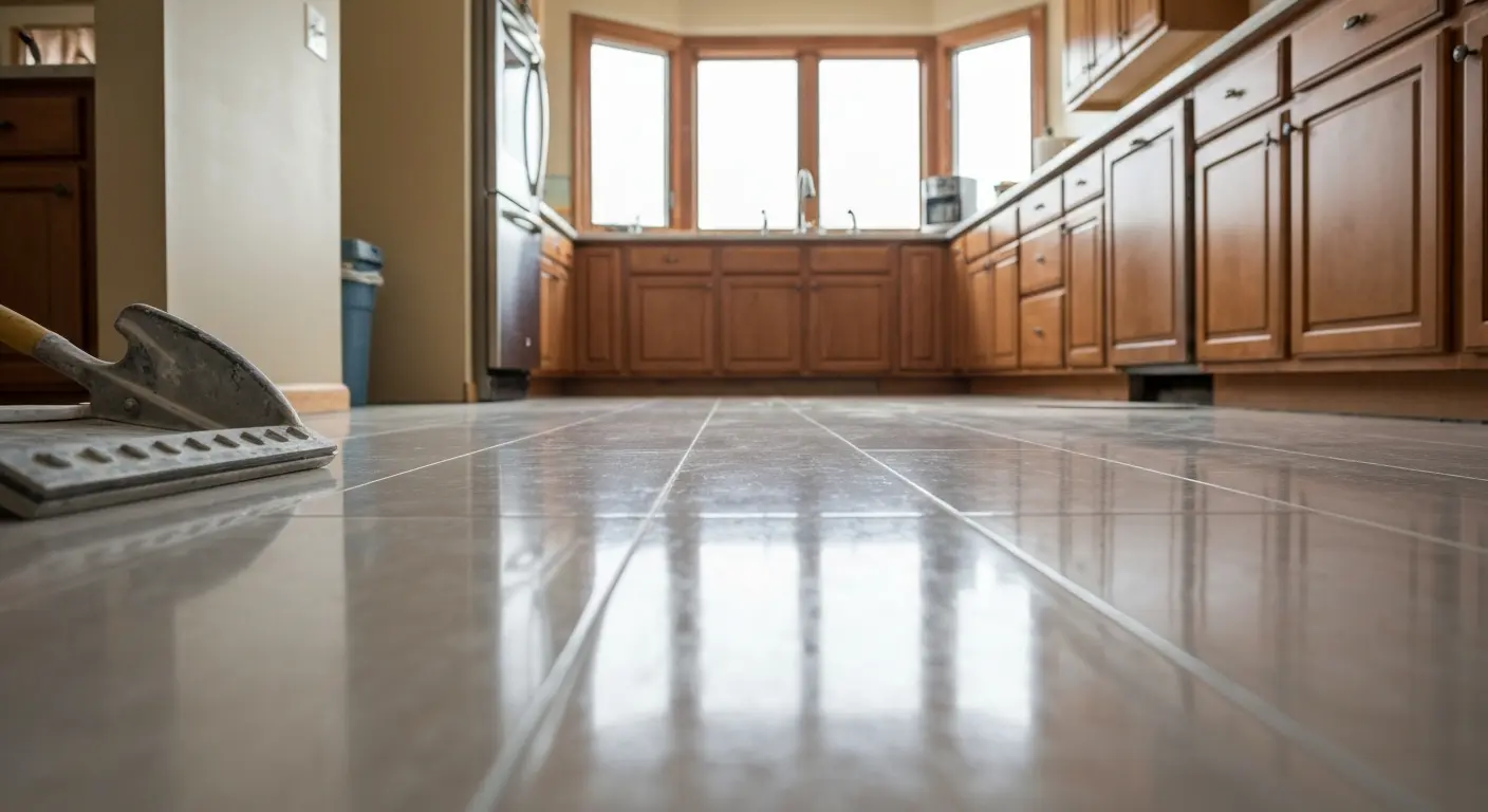 Porcelain tile kitchen flooring