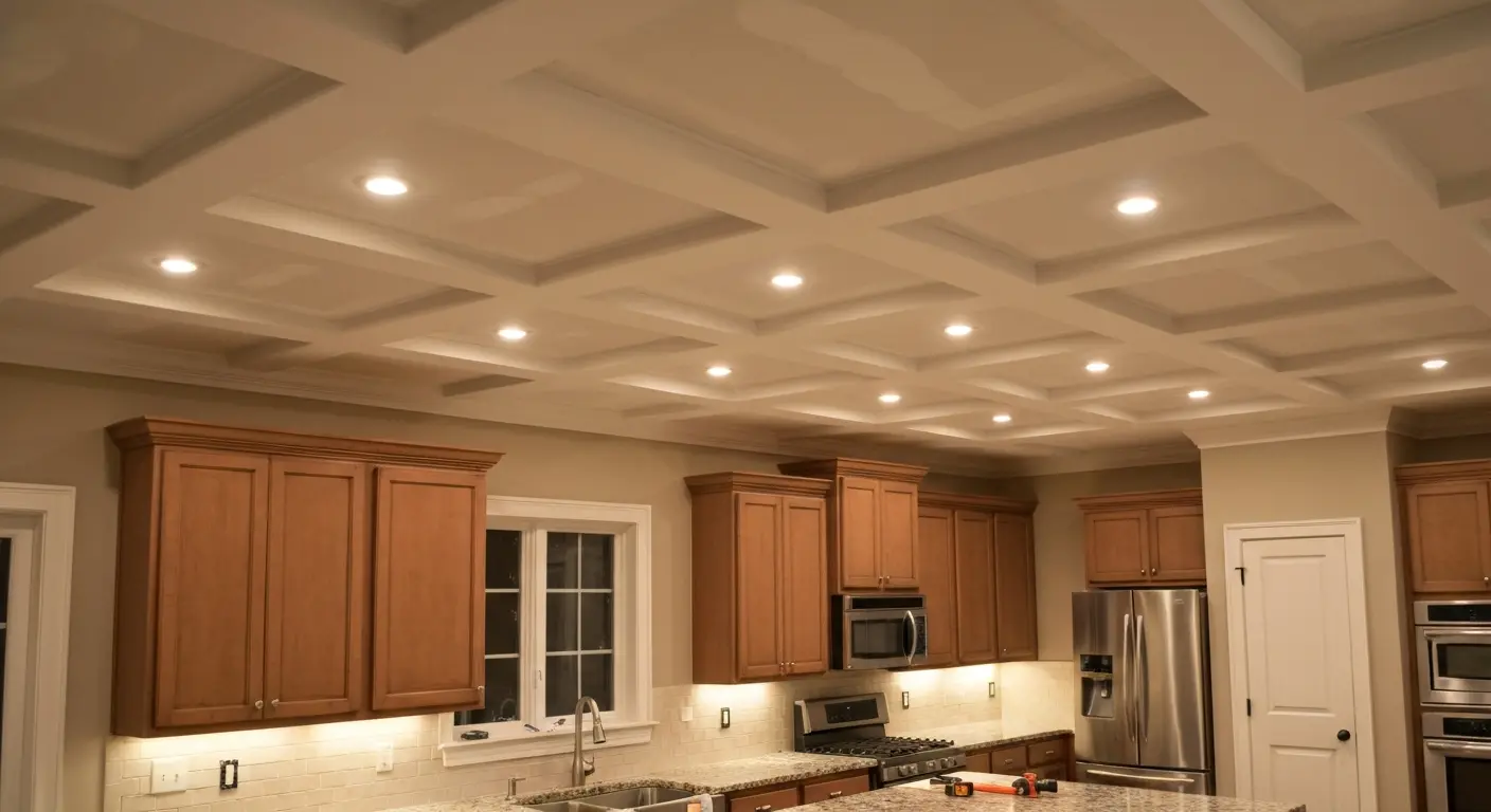 Recessed ceiling lights in kitchen