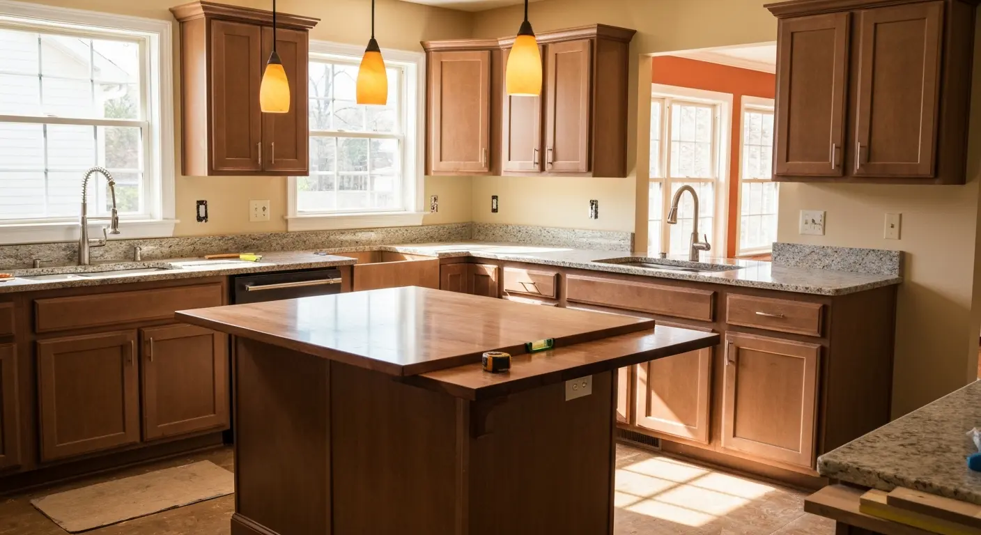 Kitchen remodel with island and modern cabinetry